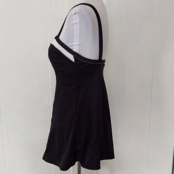 Vintage Beach Cabana Black White Swim Dress Swimsuit One Piece - Picture 8 of 16
